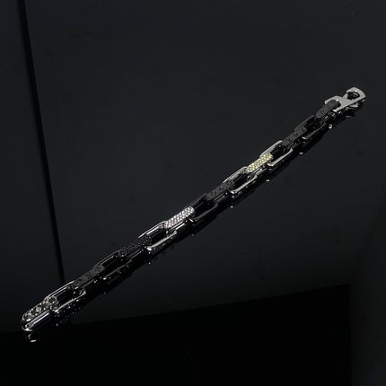 LV MONOGRAM DIAMOND BLACK SILVER BRACELET