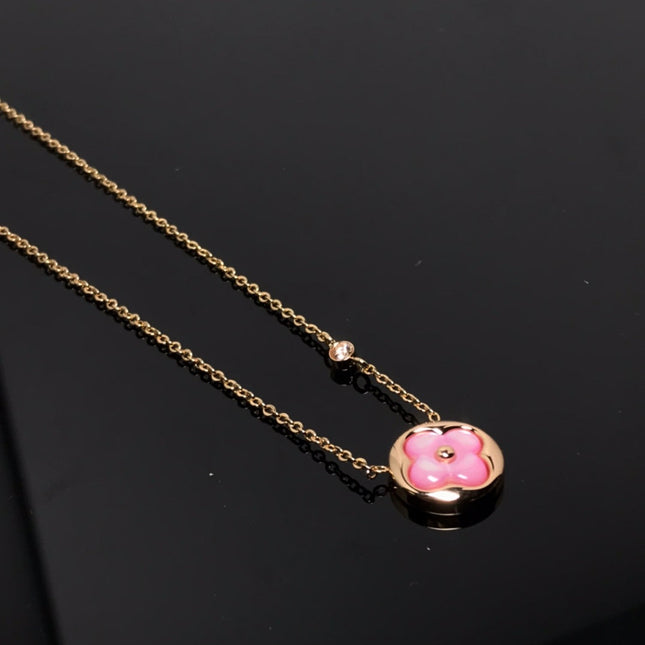 LV COLOR BLOSSOM PINK MOP SUN GOLD NECKLACE