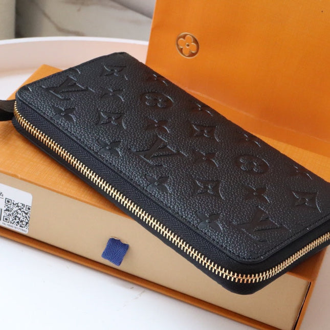 LV ZIPPY WALLET LONG PURSE BLACK MONOGRAM EMPREINTE LEATHER