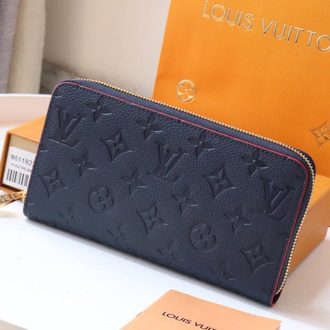 LV ZIPPY WALLET LONG PURSE BLUE RED EMPREINTE LEATHER