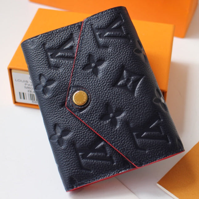 VICTORINE WALLET 12CM BLACK RED MONOGRAM EMPREINTE LEATHER