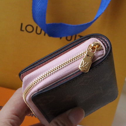 LOU WALLET 11.5CM BROWN PINK MONOGRAM CANVAS