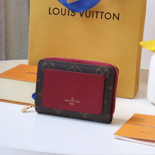 LOU WALLET 11.5CM BROWN RED MONOGRAM CANVAS