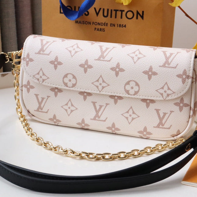 LV WOC 2WAY CHAIN WHITE PINK LEATHER