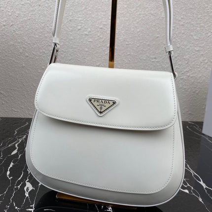 CLEO 24 WHITE BRUSHED LEATHER SHOULDER BAG