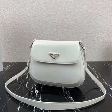 CLEO 24 WHITE BRUSHED LEATHER SHOULDER BAG