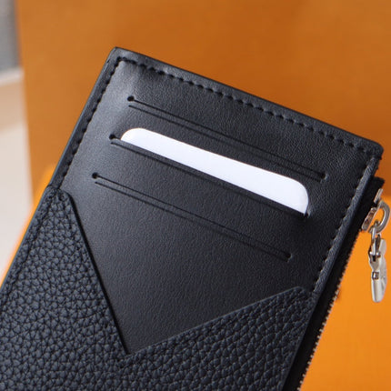 COIN CARD HOLDER 8 BLACK AEROGRAM CALFSKIN