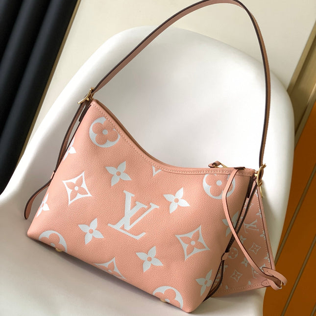 CARRYALL PM 29 PINK MONOGRAM GRAINED COWHIDE LEATHER