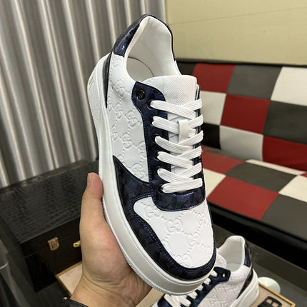 GG SNEAKERS IN EMBOSSED BLUE WHITE COWHIDE LEATHER