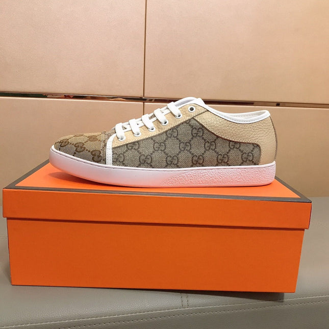 GG ACE BEIGE GREY LOW-TOP SNEAKERS