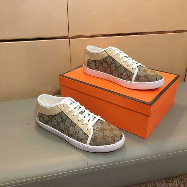 GG ACE BEIGE GREY LOW-TOP SNEAKERS