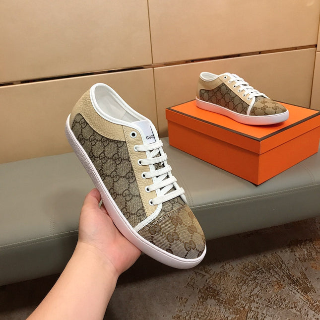 GG ACE BEIGE GREY LOW-TOP SNEAKERS