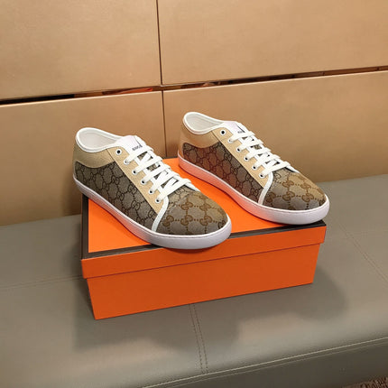 GG ACE BEIGE GREY LOW-TOP SNEAKERS