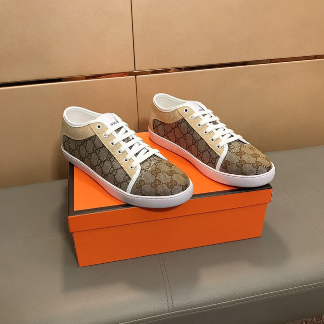 GG ACE BEIGE GREY LOW-TOP SNEAKERS