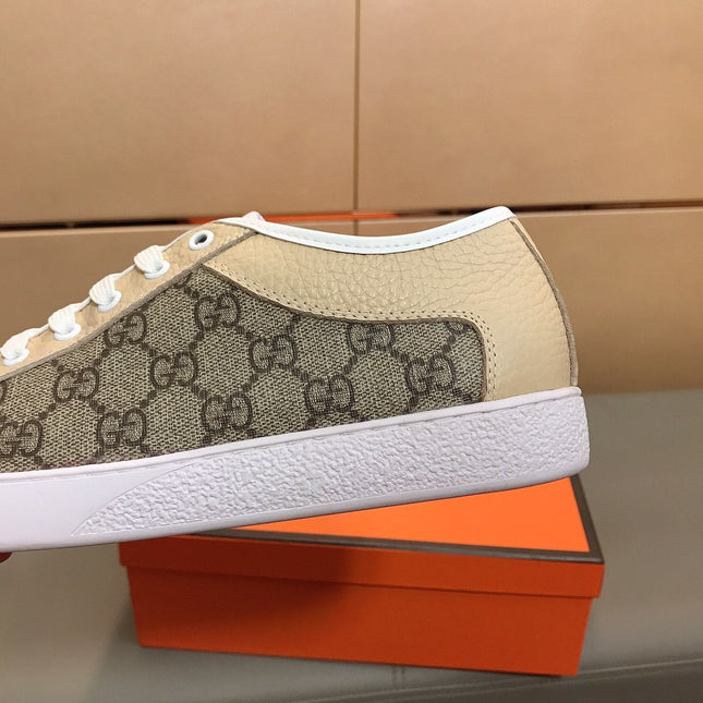 GG ACE BEIGE GREY LOW-TOP SNEAKERS