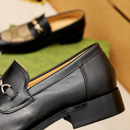 GG BLACK LEATHER AND CANVAS MAXI LOAFERS