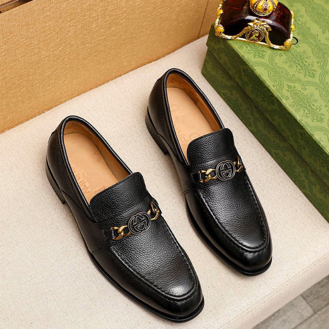 GG MEN'S BLACK LEATHER LOAFERS