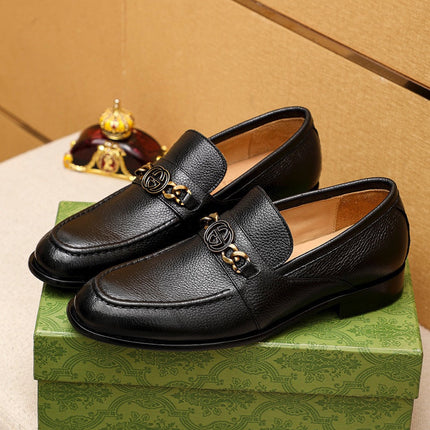 GG MEN'S BLACK LEATHER LOAFERS