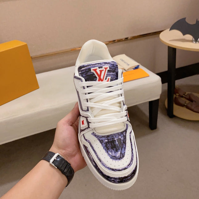 LV TRAINER SNEAKER BLUE WHITE