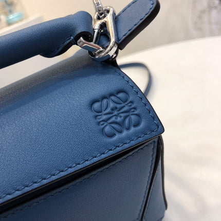 LOE MINI 18 PUZZLE BAG IN NAVY BLUE CALFSKIN