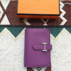 BEARN COMPACT WALLET 12 IN VIOLET PURPLE EPSOM LEATHER