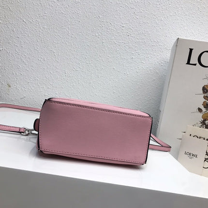 LOE MINI 18 PUZZLE BAG IN BRIGHT PINK CALFSKIN