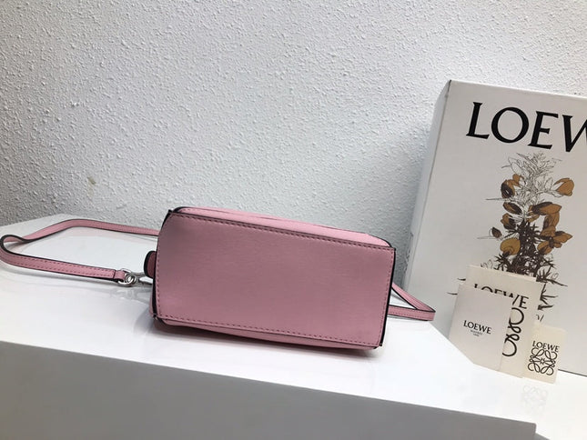 LOE MINI 18 PUZZLE BAG IN BRIGHT PINK CALFSKIN