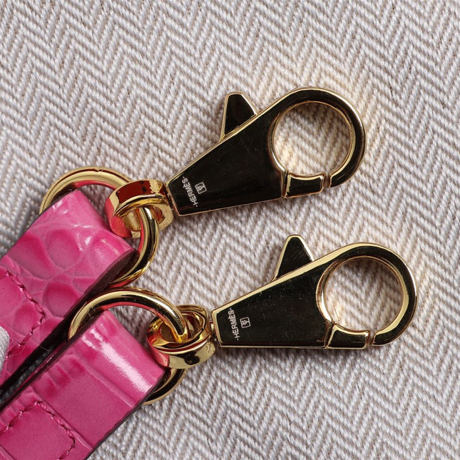 HM KELLY MINI 22 DEEP PINK ALLIGATOR GOLD BUCKLE