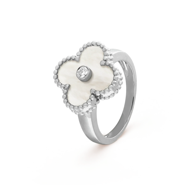 CLOVER SILVER MOP DIAMOND RING