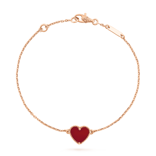 HEART CARNELIAN PINK GOLD BRACELET