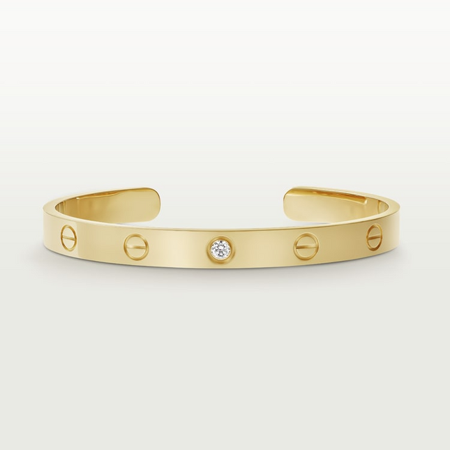 LOVE BRACELET 6.1MM OPEN CUFF 1 DIAMOND GOLD