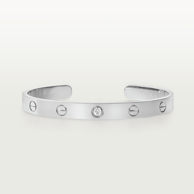 LOVE BRACELET 6.1MM OPEN CUFF 1 DIAMOND SILVER