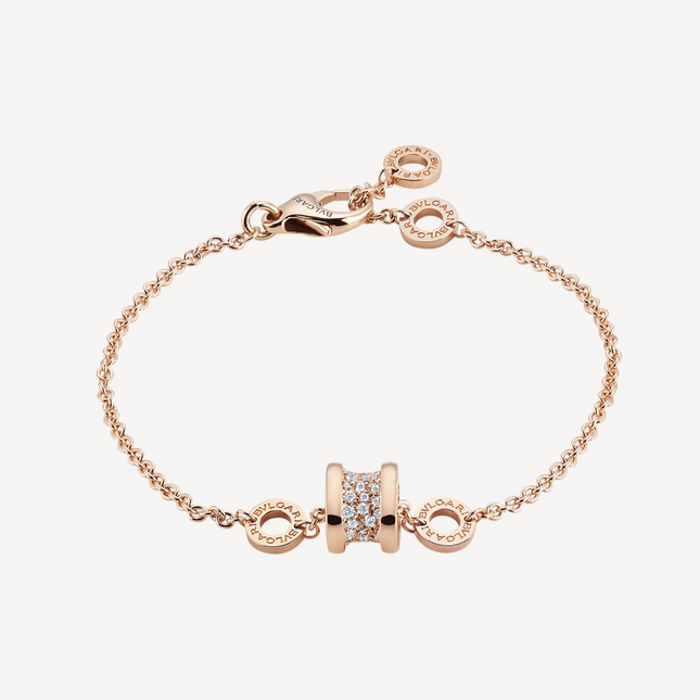 ZERO 1 SOFT PINK GOLD WITH PAVED DIAMONDS ON THE SPIRAL BRACELET