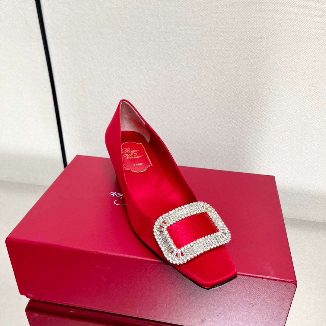 BELLE VIVIER PUMPS IN RED SILK
