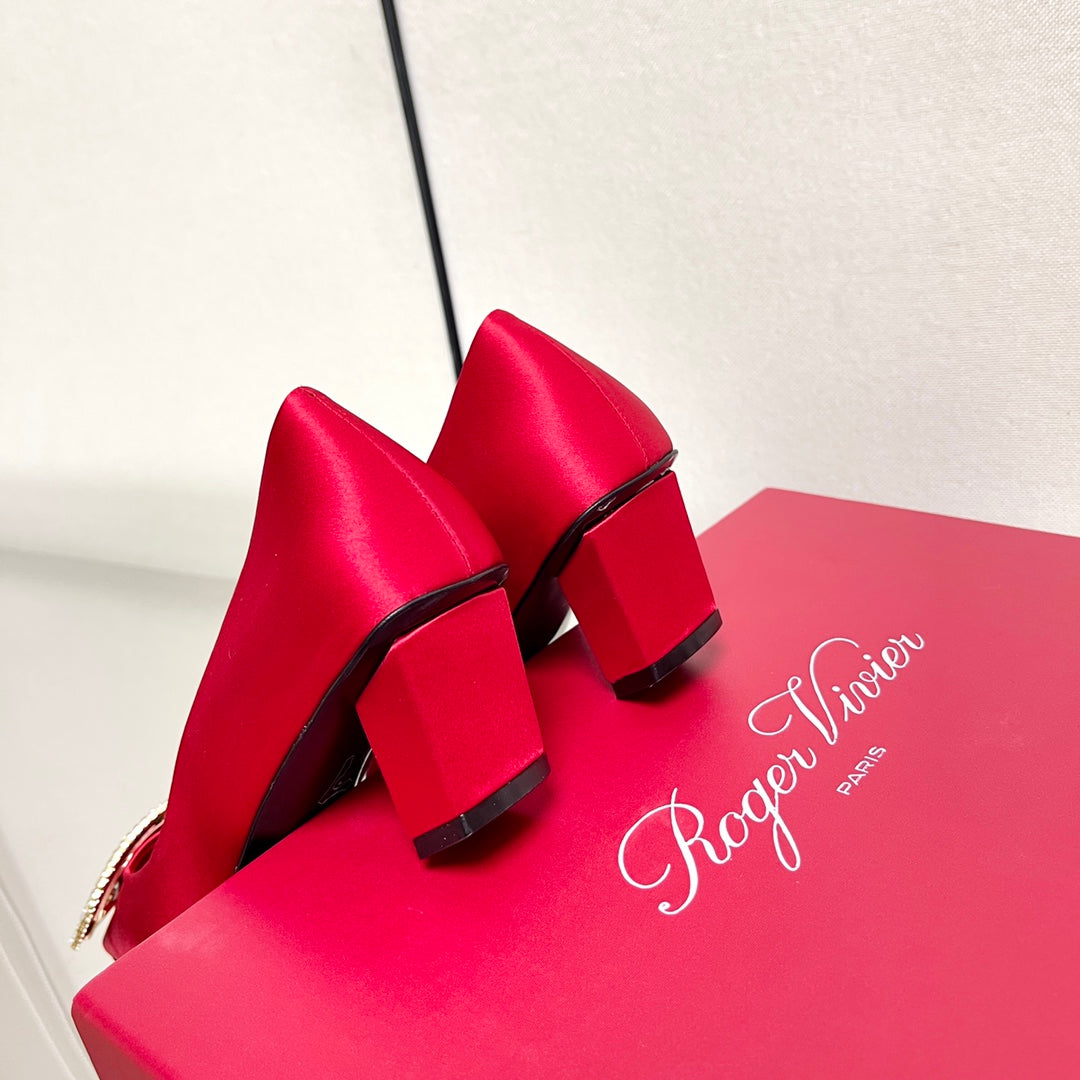 BELLE VIVIER PUMPS IN RED SILK
