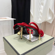 PADLOCK HIGH HEEL 10 CM SANDAL IN RUBY RED VELVET