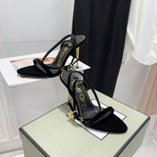 PADLOCK HIGH HEEL 10 CM SANDAL IN BLACK VELVET