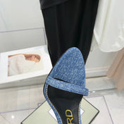TOM FORD 26S GOLD BUCKLE HEELS 105 MM IN BLUE DENIM