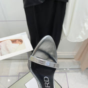 PADLOCK HIGH HEEL 10 CM SANDAL IN SILVER SHEEPSKIN