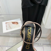 TOM FORD 26S GOLD BUCKLE HEELS 105 MM IN NUDE BEIGE LAMBSKIN