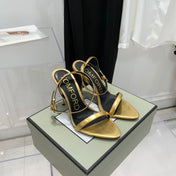 TOM FORD 26S GOLD BUCKLE HEELS 105 MM IN GOLD LAMBSKIN