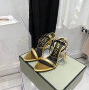 TOM FORD 26S GOLD BUCKLE HEELS 105 MM IN GOLD LAMBSKIN