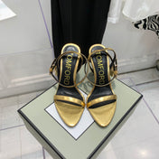 TOM FORD 26S GOLD BUCKLE HEELS 105 MM IN GOLD LAMBSKIN