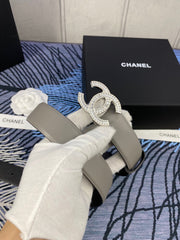 CHANEL 25S BELT 30 MM IN GREY CALFSKIN WITH SILVER HARDWARE 615093