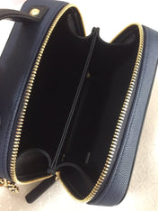 CC MINI 17 VANITY CASE IN AEGEAN BLUE MIX BLACK CALFSKIN GOLD HARDWARE