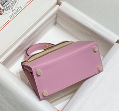 KELLY MINI 20 BAG IN BABY PINK CALFSKIN WITH GOLD HARDWARE