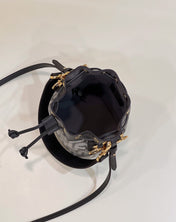 MON TRESOR MINI 18 BAG IN BLACK MIX GREY FF FABRIC WITH GOLD HARDWARE