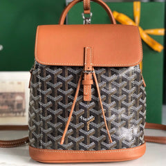 ALPIN MINI BACKPACK 21 IN TAN LAMBSKIN AND BLACK GOYARDINE CANVAS