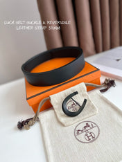 LUCK BELT BUCKLE & REVERSIBLE BLACK LEATHER STRAP 38MM BLACK HARDWARE