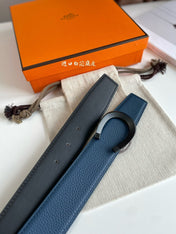 LUCK BELT BUCKLE & REVERSIBLE NAVY BLUE LEATHER STRAP 38MM BLACK HARDWARE